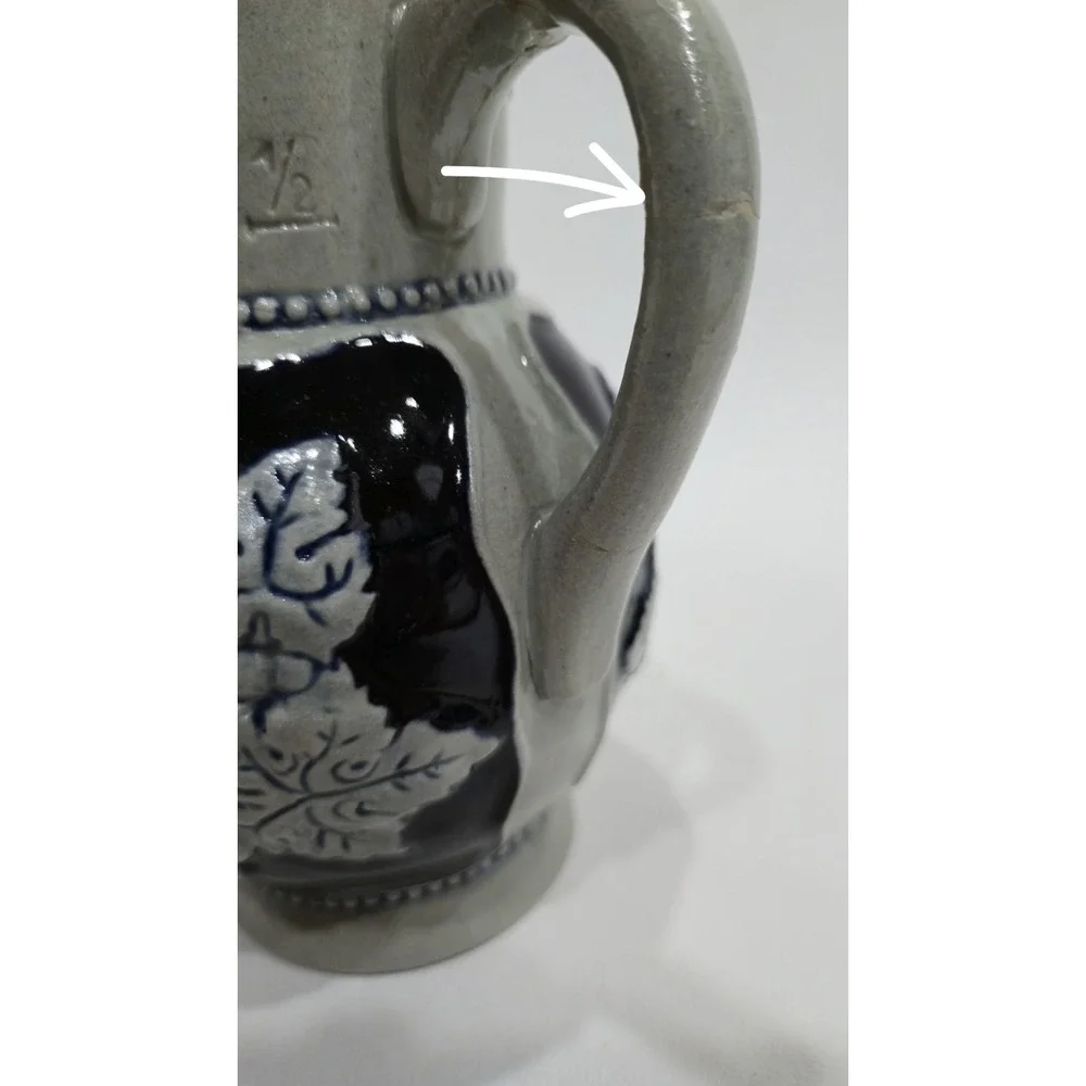 Vintage Marzi & Remy German Salt Glaze Stoneware Pitcher Winninger Weinhex Jug